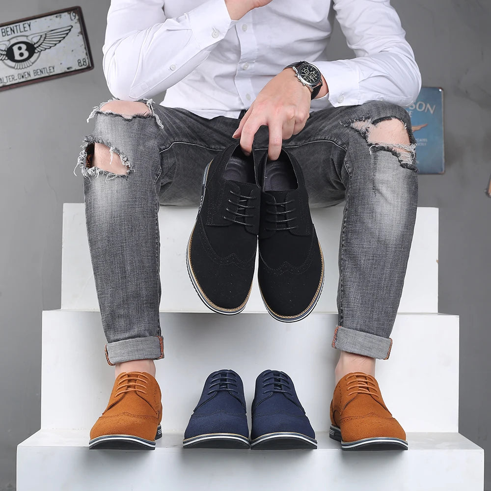 Classic Brogues Shoes For Men Frosted Suede Leather Shoes Casual Footwear Sneakers Shoes Plus Size