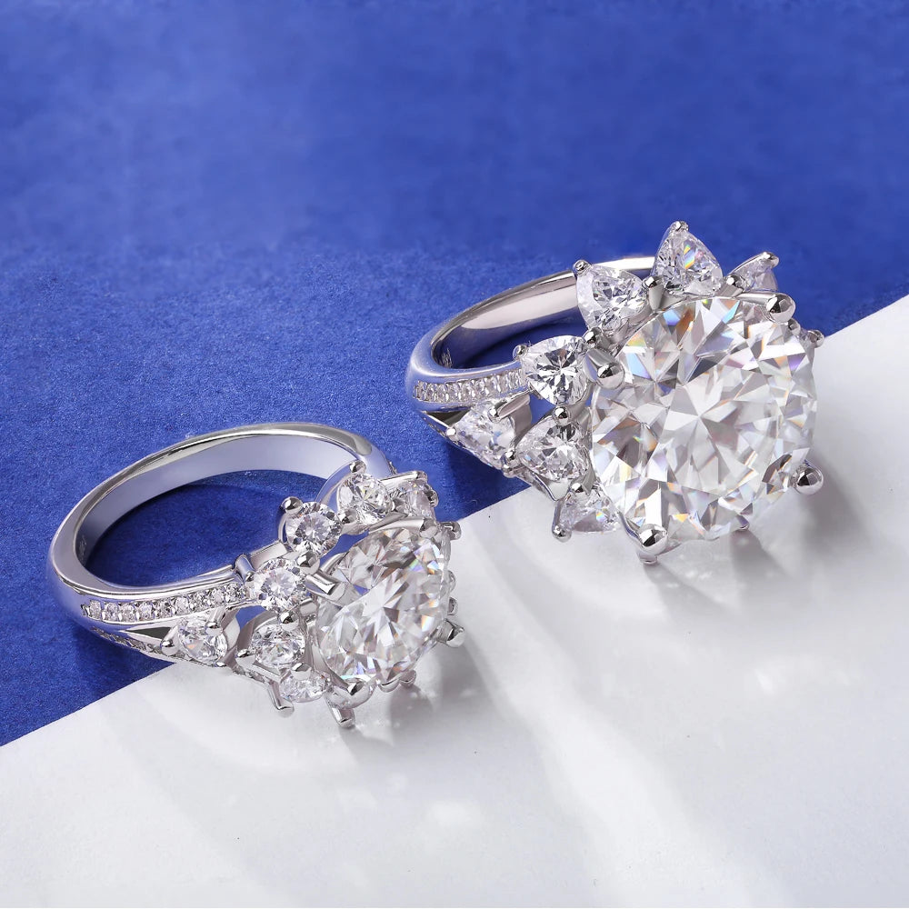 3CT/10CT D Color Moissanite Ring For Women 100% 925 Sterling Silver AU750 Plated Engagement Wedding Bride Diamond Rings with GRA