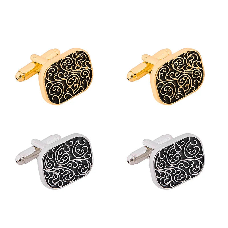Personality Men's Shirt Cufflinks Luxury Quality Wedding Jewelry Gifts for Guests Retro Pattern French Cuff Nails Sleeve Button