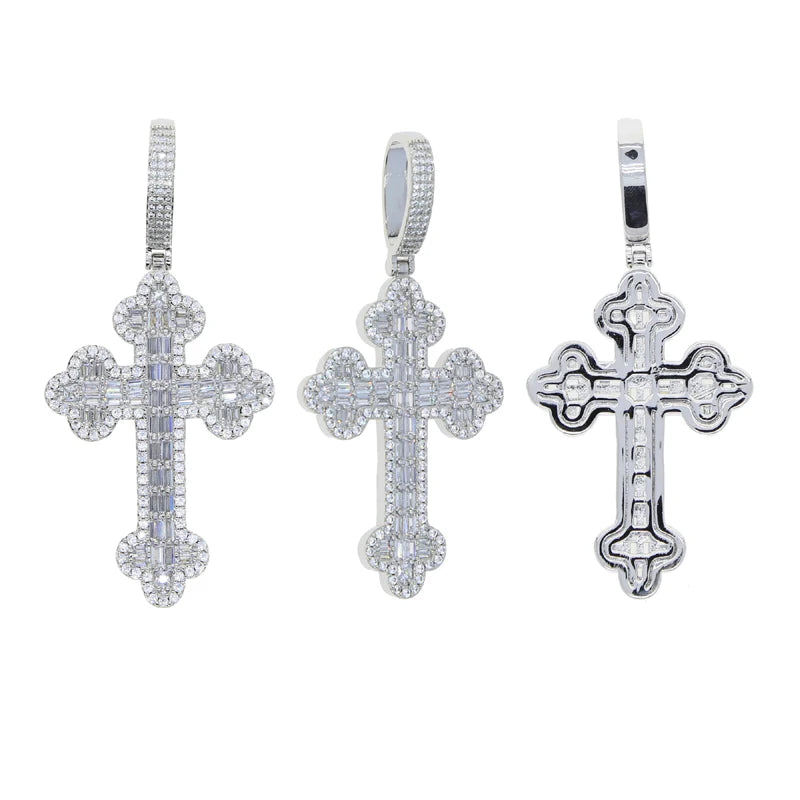 Men & Women's Hip Hop Cross Pendant Necklace Full Paved Sparking Cubic Zircon Rope Chain Iced Out Bling CZ Jewelry Fashion