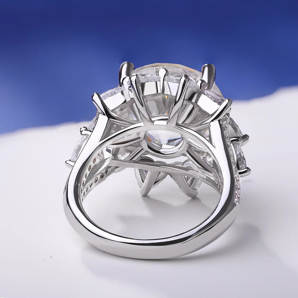 3CT/10CT D Color Moissanite Ring For Women 100% 925 Sterling Silver AU750 Plated Engagement Wedding Bride Diamond Rings with GRA