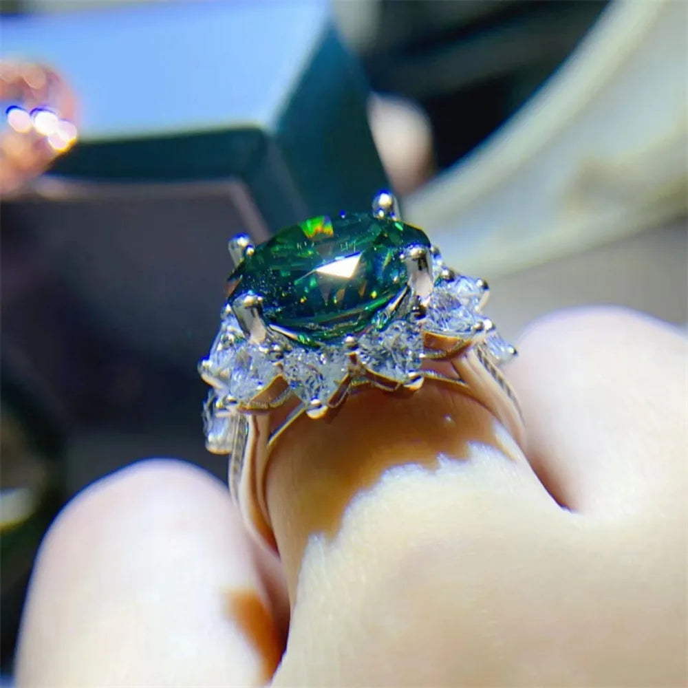 3CT/10CT D Color Moissanite Ring For Women 100% 925 Sterling Silver AU750 Plated Engagement Wedding Bride Diamond Rings with GRA