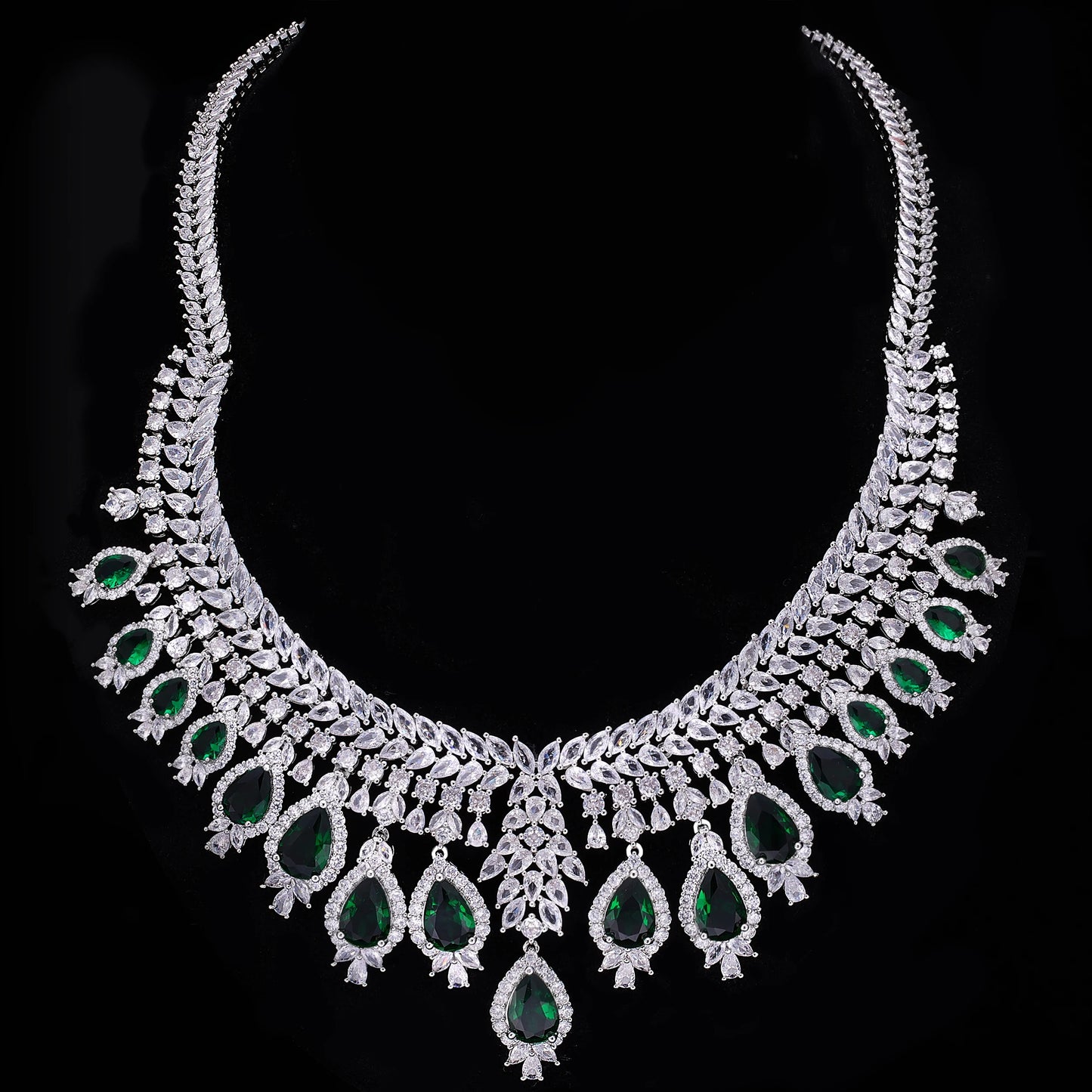 4-piece3A Zircon Luxury Bridal Wedding Jewelry Set Crystal Necklace Set Dubai Jewelry Set