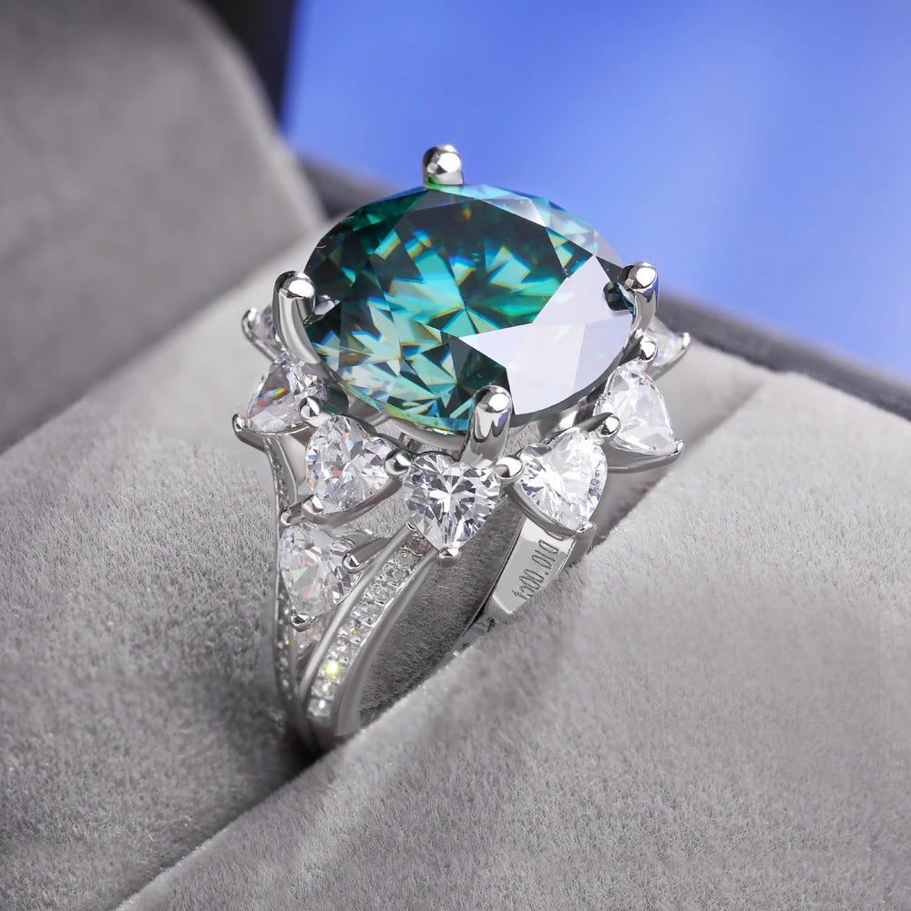 3CT/10CT D Color Moissanite Ring For Women 100% 925 Sterling Silver AU750 Plated Engagement Wedding Bride Diamond Rings with GRA