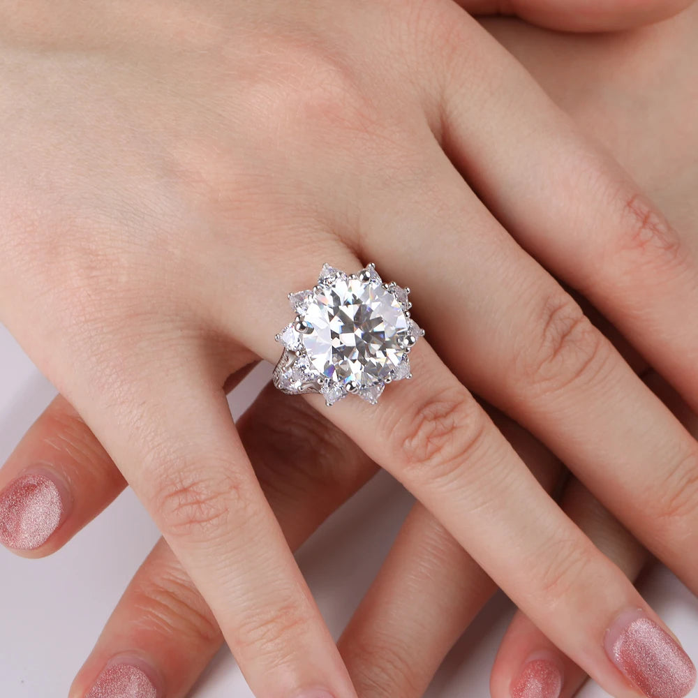 3CT/10CT D Color Moissanite Ring For Women 100% 925 Sterling Silver AU750 Plated Engagement Wedding Bride Diamond Rings with GRA