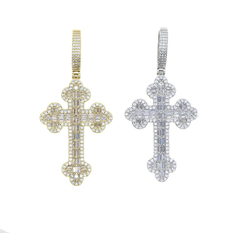 Men & Women's Hip Hop Cross Pendant Necklace Full Paved Sparking Cubic Zircon Rope Chain Iced Out Bling CZ Jewelry Fashion