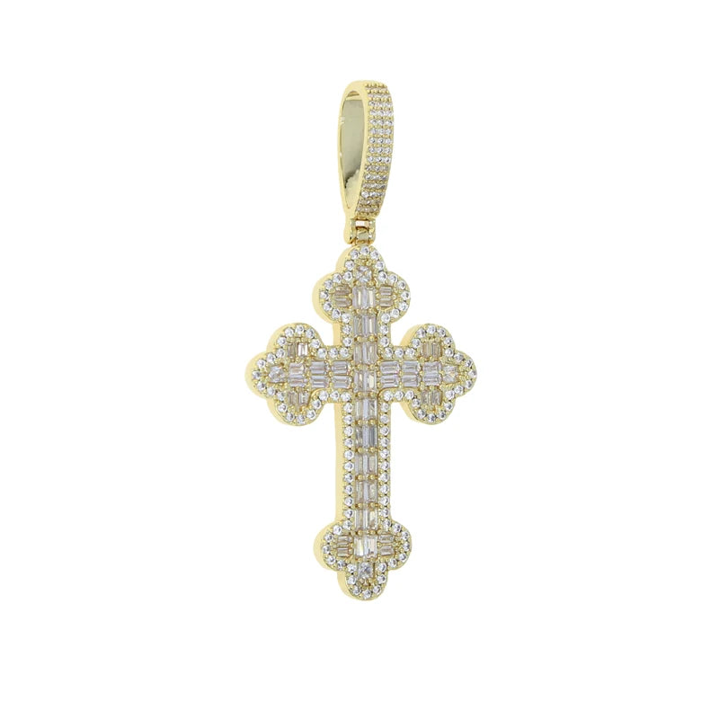 Men & Women's Hip Hop Cross Pendant Necklace Full Paved Sparking Cubic Zircon Rope Chain Iced Out Bling CZ Jewelry Fashion