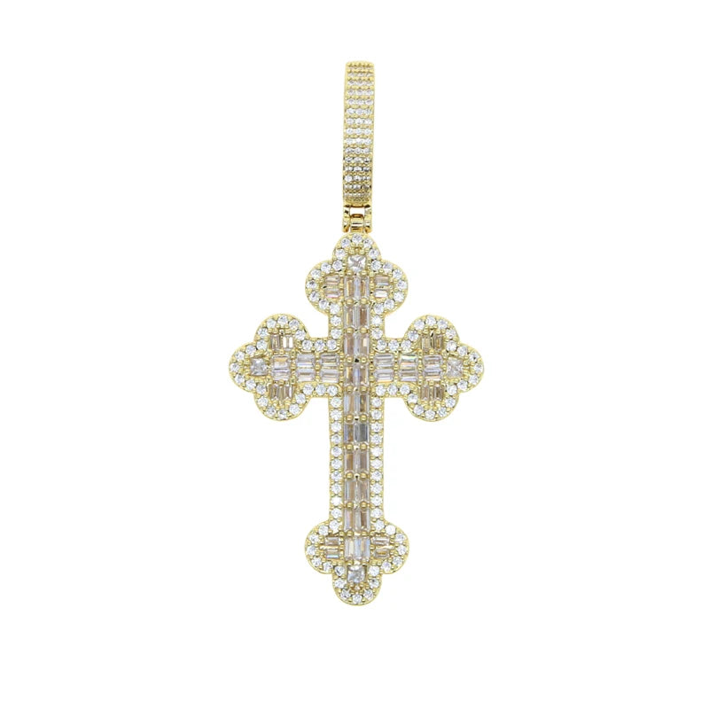 Men & Women's Hip Hop Cross Pendant Necklace Full Paved Sparking Cubic Zircon Rope Chain Iced Out Bling CZ Jewelry Fashion