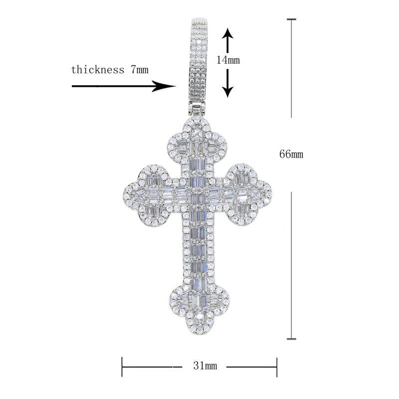 Men & Women's Hip Hop Cross Pendant Necklace Full Paved Sparking Cubic Zircon Rope Chain Iced Out Bling CZ Jewelry Fashion