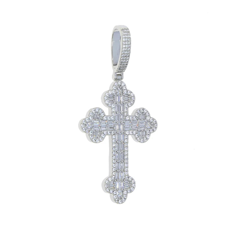 Men & Women's Hip Hop Cross Pendant Necklace Full Paved Sparking Cubic Zircon Rope Chain Iced Out Bling CZ Jewelry Fashion