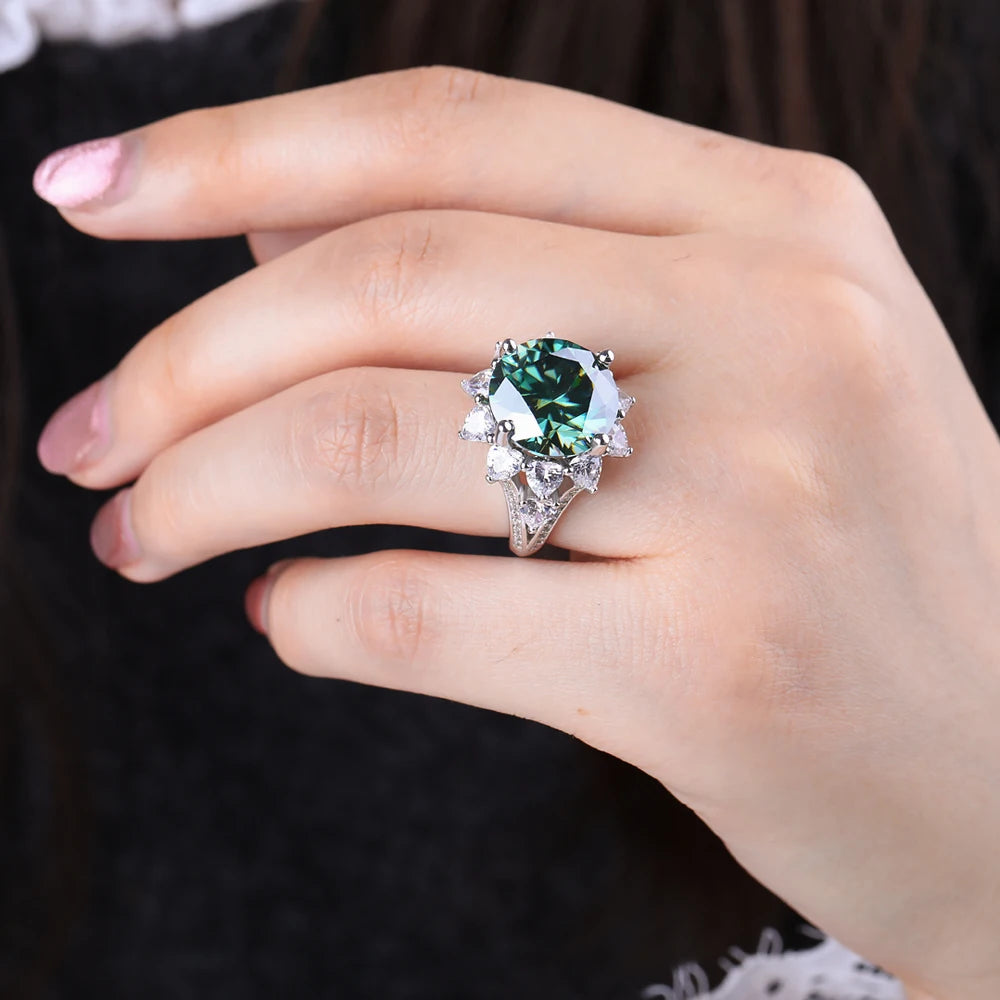 3CT/10CT D Color Moissanite Ring For Women 100% 925 Sterling Silver AU750 Plated Engagement Wedding Bride Diamond Rings with GRA