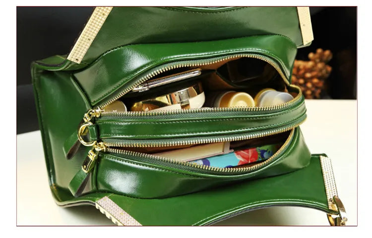 Genuine Leather Handbag For Women bag  Shoulder Messenger Bag Multi-Layer Large Bag