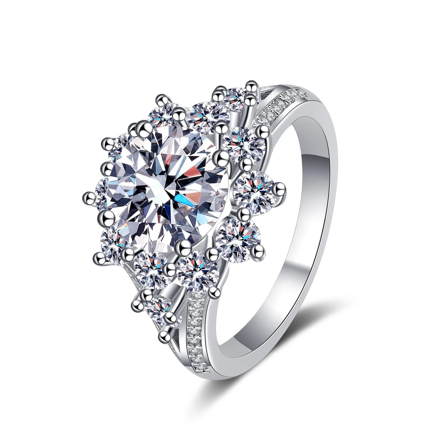 3CT/10CT D Color Moissanite Ring For Women 100% 925 Sterling Silver AU750 Plated Engagement Wedding Bride Diamond Rings with GRA