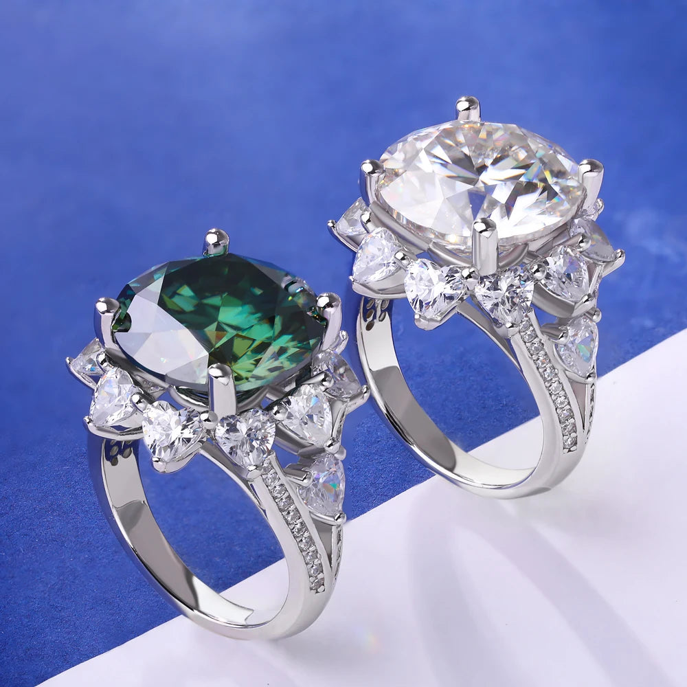 3CT/10CT D Color Moissanite Ring For Women 100% 925 Sterling Silver AU750 Plated Engagement Wedding Bride Diamond Rings with GRA