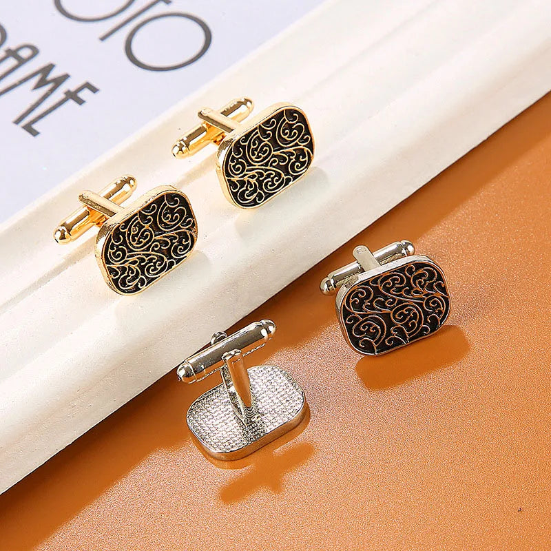 Personality Men's Shirt Cufflinks Luxury Quality Wedding Jewelry Gifts for Guests Retro Pattern French Cuff Nails Sleeve Button