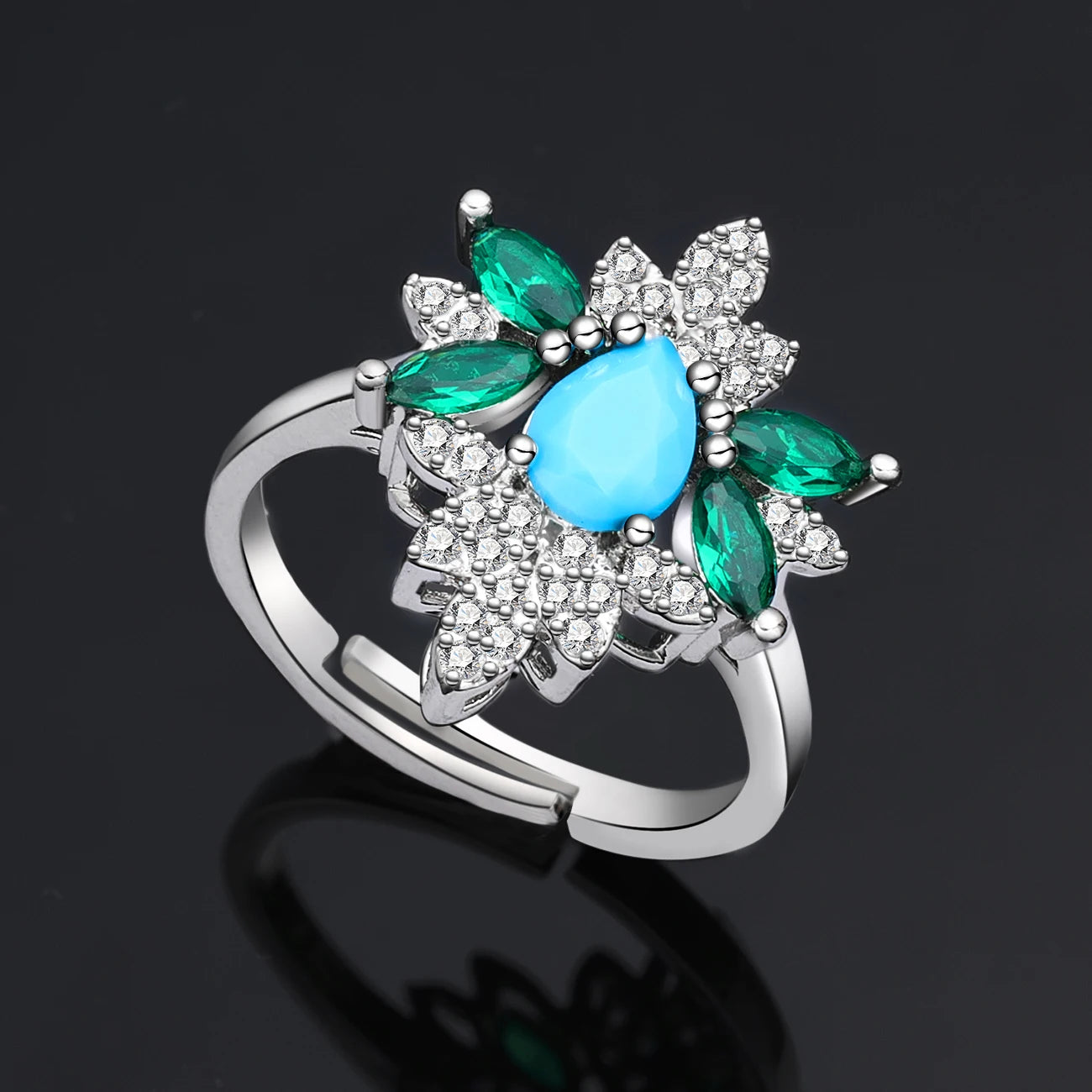 Exquisite Turquoise Dubai Jewelry Sets For Wedding Bridal Wedding Party 4 Pieces Set Accessories