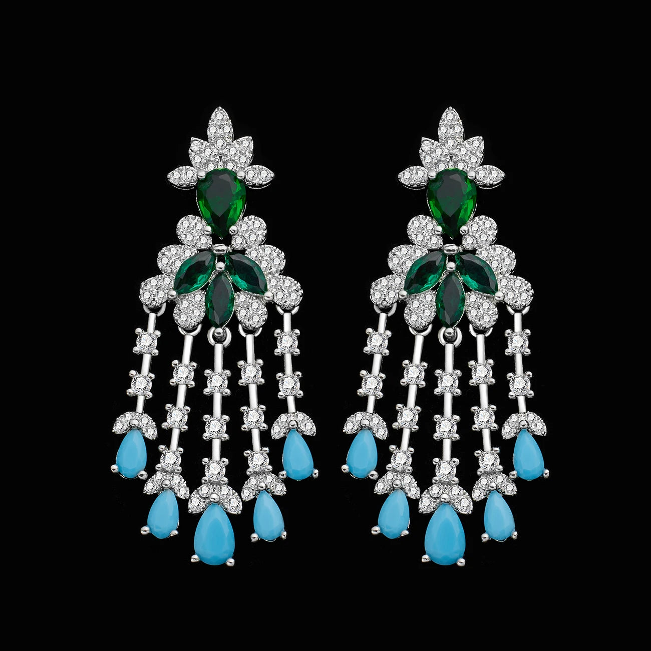 Exquisite Turquoise Dubai Jewelry Sets For Wedding Bridal Wedding Party 4 Pieces Set Accessories