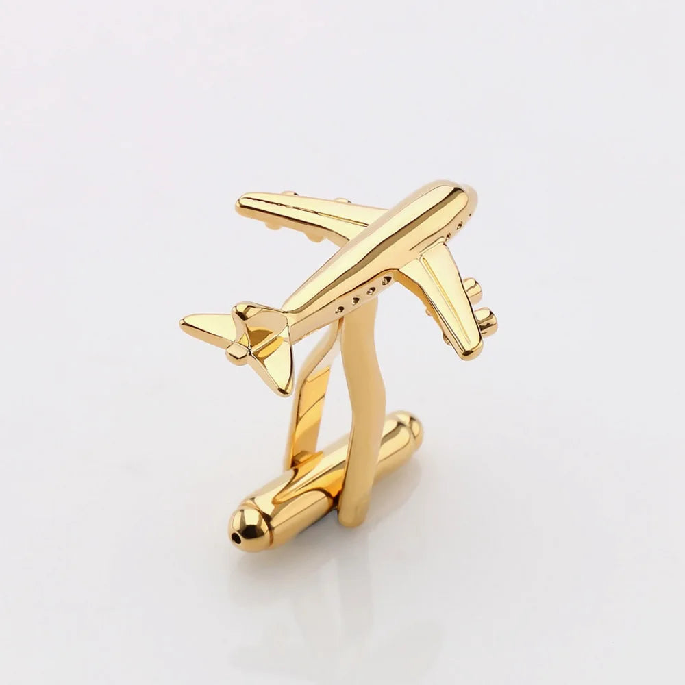 Lepton Fashion Plane Styling Cufflinks For Mens Hot Sale Real Tie Clip AirPlane Cuff links Plane Design Cufflinks for Men Gifts