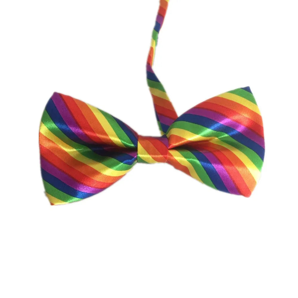 Rainbow Neck Tie Set Stripe Gravata Slim Bow Ties Pocket Handkerchief Men accessories