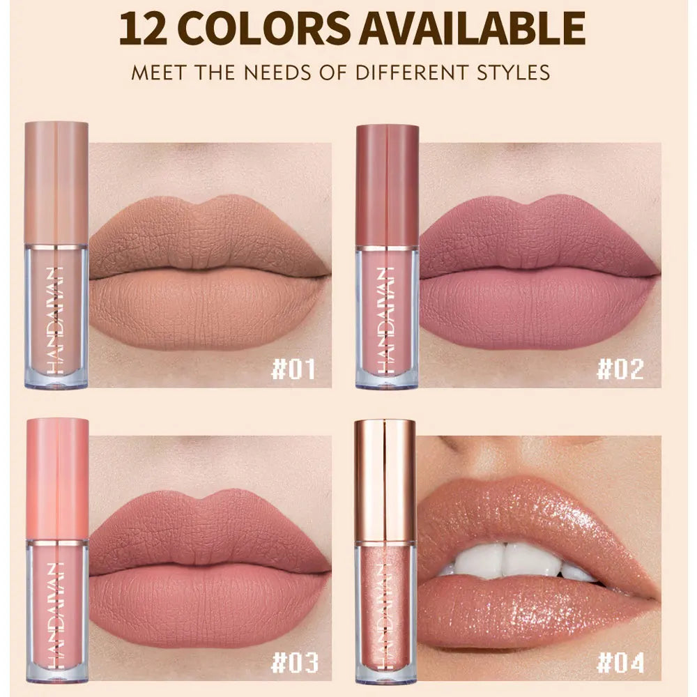 12 Color Matte Liquid Lipstick Kit Non Stick Cup Waterproof Lip Gloss Long Lasting Cosmetics Makeup For Women
