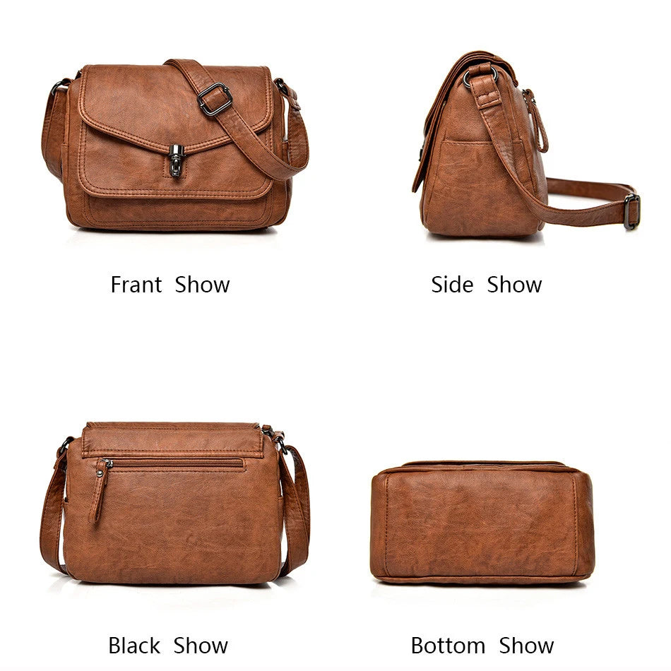 Vintage Soft Leather Women Shoulder Bags Luxury Handbags For Women Bags Designer Small Crossbody  Messenger Bag