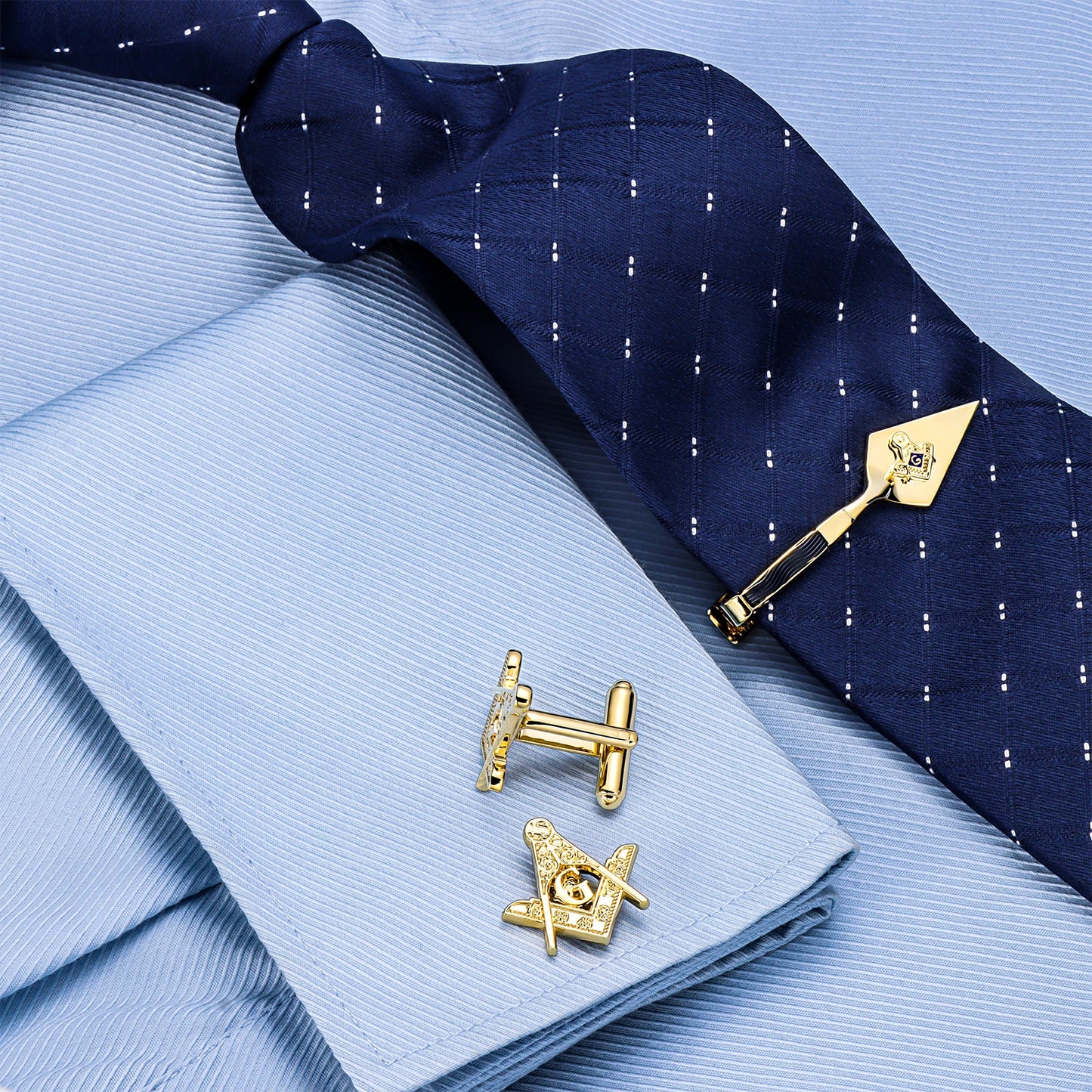 Freemason Masonic Tie Clip or Cufflinks for Men, Gift Box Packed, Men's tie clip Jewelry or Accessories, Masonic Gifts for Men.