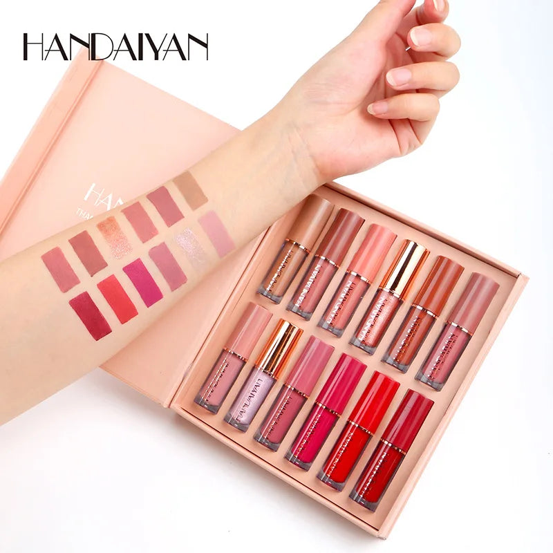 12 Color Matte Liquid Lipstick Kit Non Stick Cup Waterproof Lip Gloss Long Lasting Cosmetics Makeup For Women