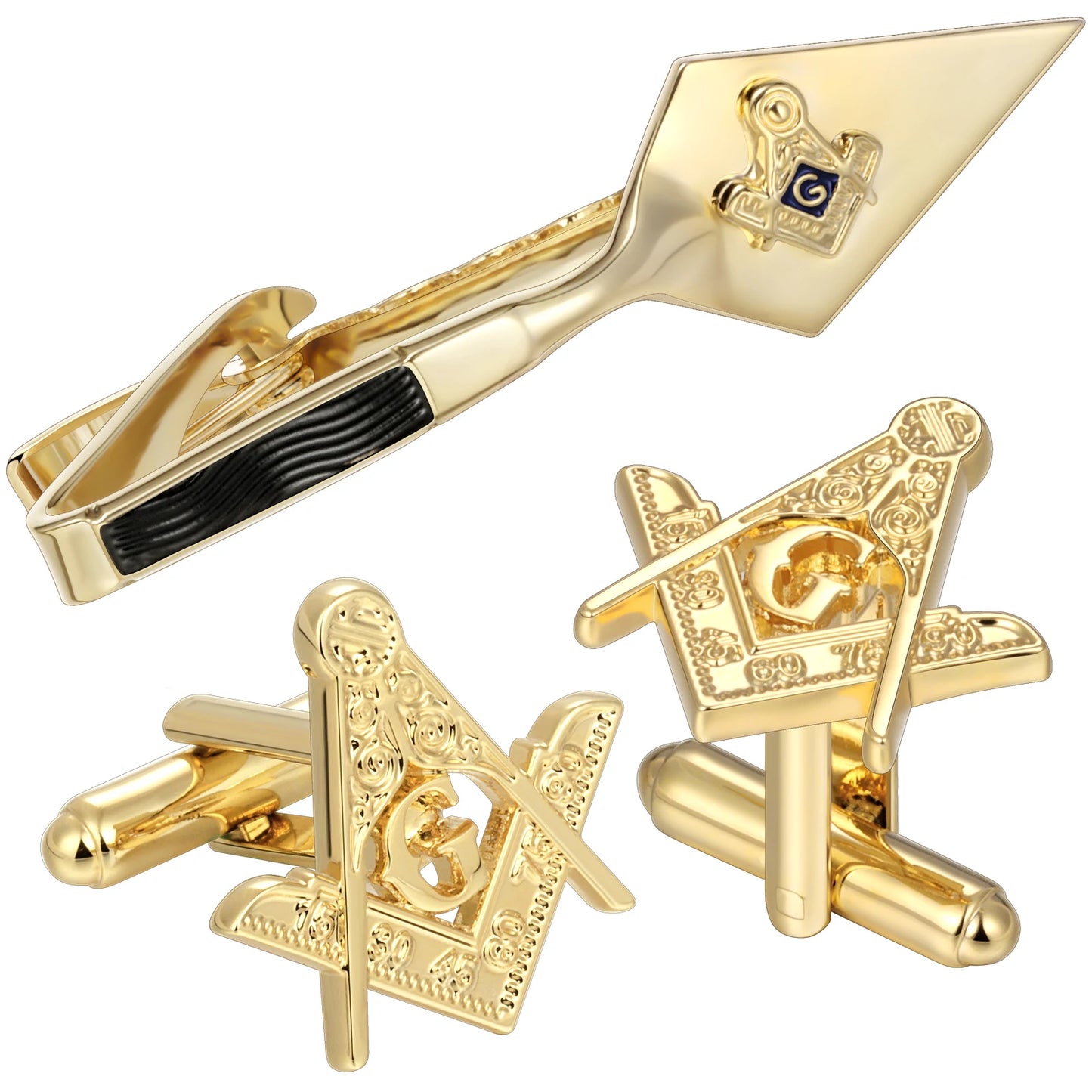 Freemason Masonic Tie Clip or Cufflinks for Men, Gift Box Packed, Men's tie clip Jewelry or Accessories, Masonic Gifts for Men.