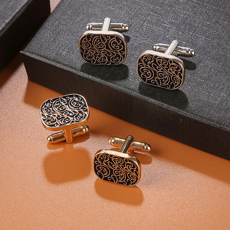 Personality Men's Shirt Cufflinks Luxury Quality Wedding Jewelry Gifts for Guests Retro Pattern French Cuff Nails Sleeve Button