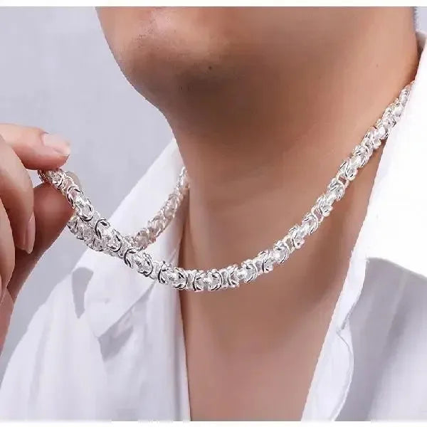 Silver Necklace For Men Or Women 925 Sterling Classic 8mm Round 60cm Charm High Quality Fine Jewelry