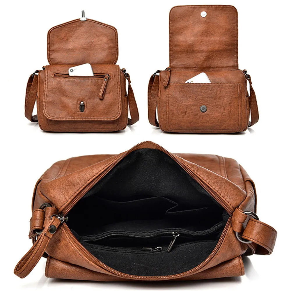 Vintage Soft Leather Women Shoulder Bags Luxury Handbags For Women Bags Designer Small Crossbody  Messenger Bag