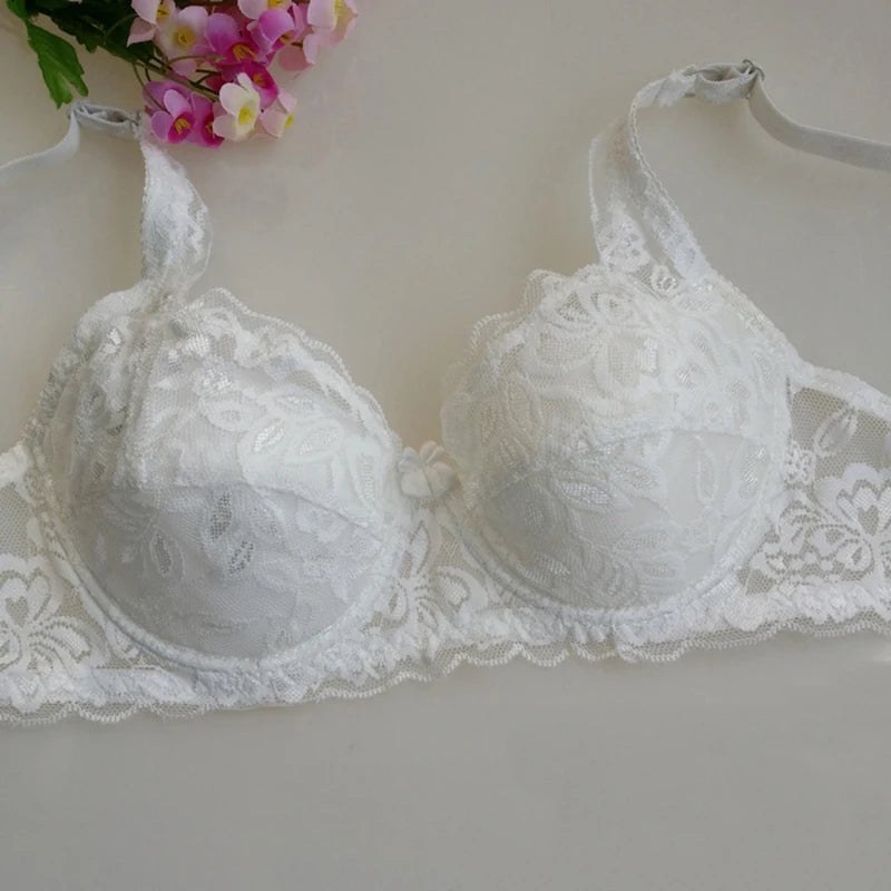 New Floral Lace Bras Women Summer Thin Push Up Brassiere Solid Color Comfort Breathable Underwear Female Fashion Lingerie
