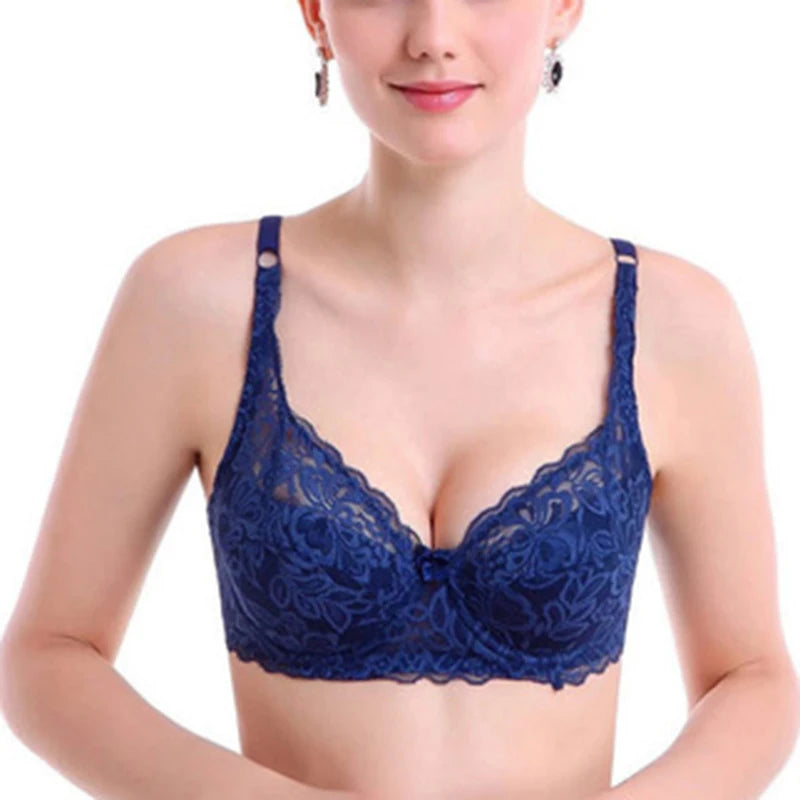 New Floral Lace Bras Women Summer Thin Push Up Brassiere Solid Color Comfort Breathable Underwear Female Fashion Lingerie