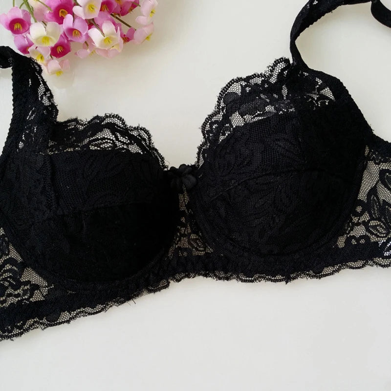 New Floral Lace Bras Women Summer Thin Push Up Brassiere Solid Color Comfort Breathable Underwear Female Fashion Lingerie