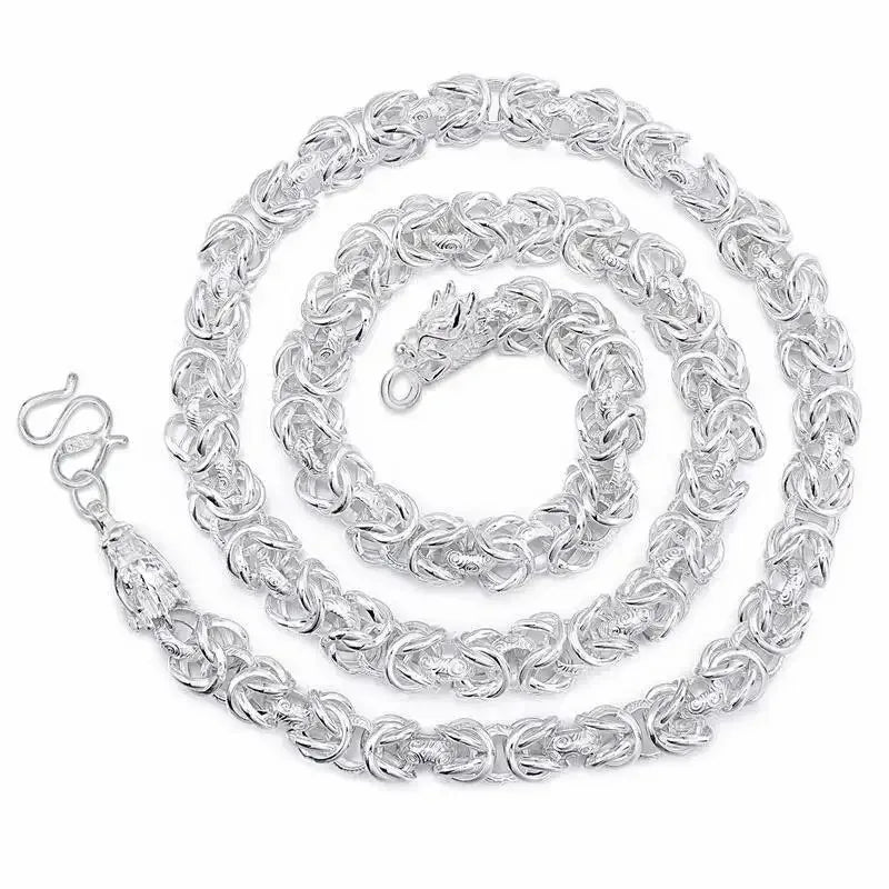 Silver Necklace For Men Or Women 925 Sterling Classic 8mm Round 60cm Charm High Quality Fine Jewelry
