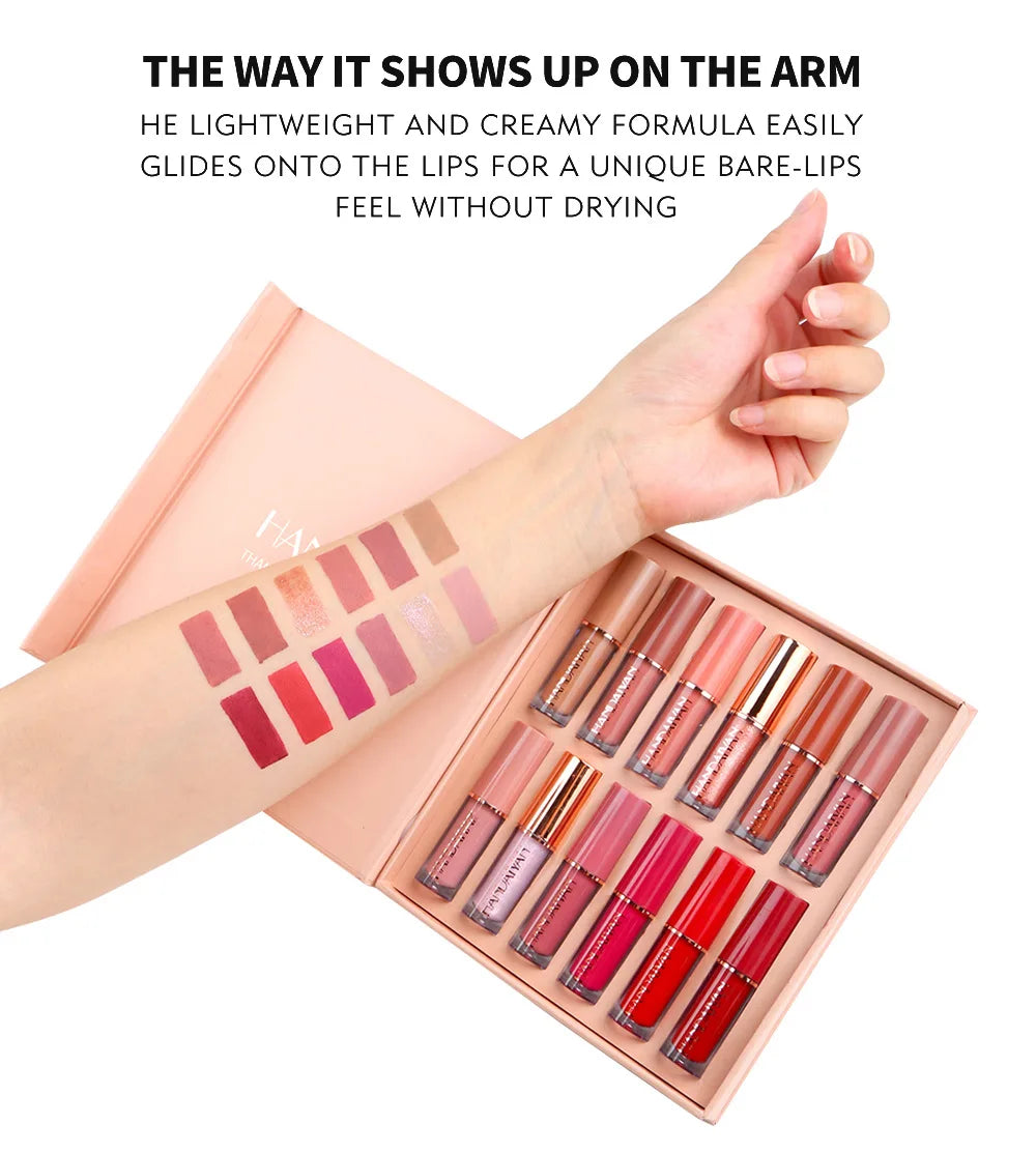 12 Color Matte Liquid Lipstick Kit Non Stick Cup Waterproof Lip Gloss Long Lasting Cosmetics Makeup For Women