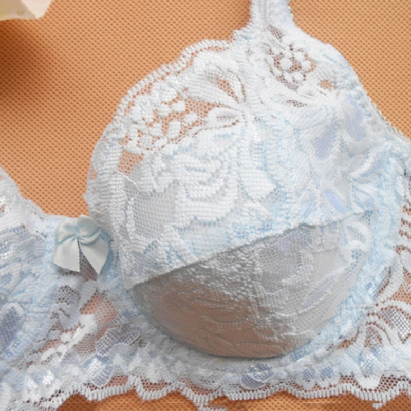 New Floral Lace Bras Women Summer Thin Push Up Brassiere Solid Color Comfort Breathable Underwear Female Fashion Lingerie