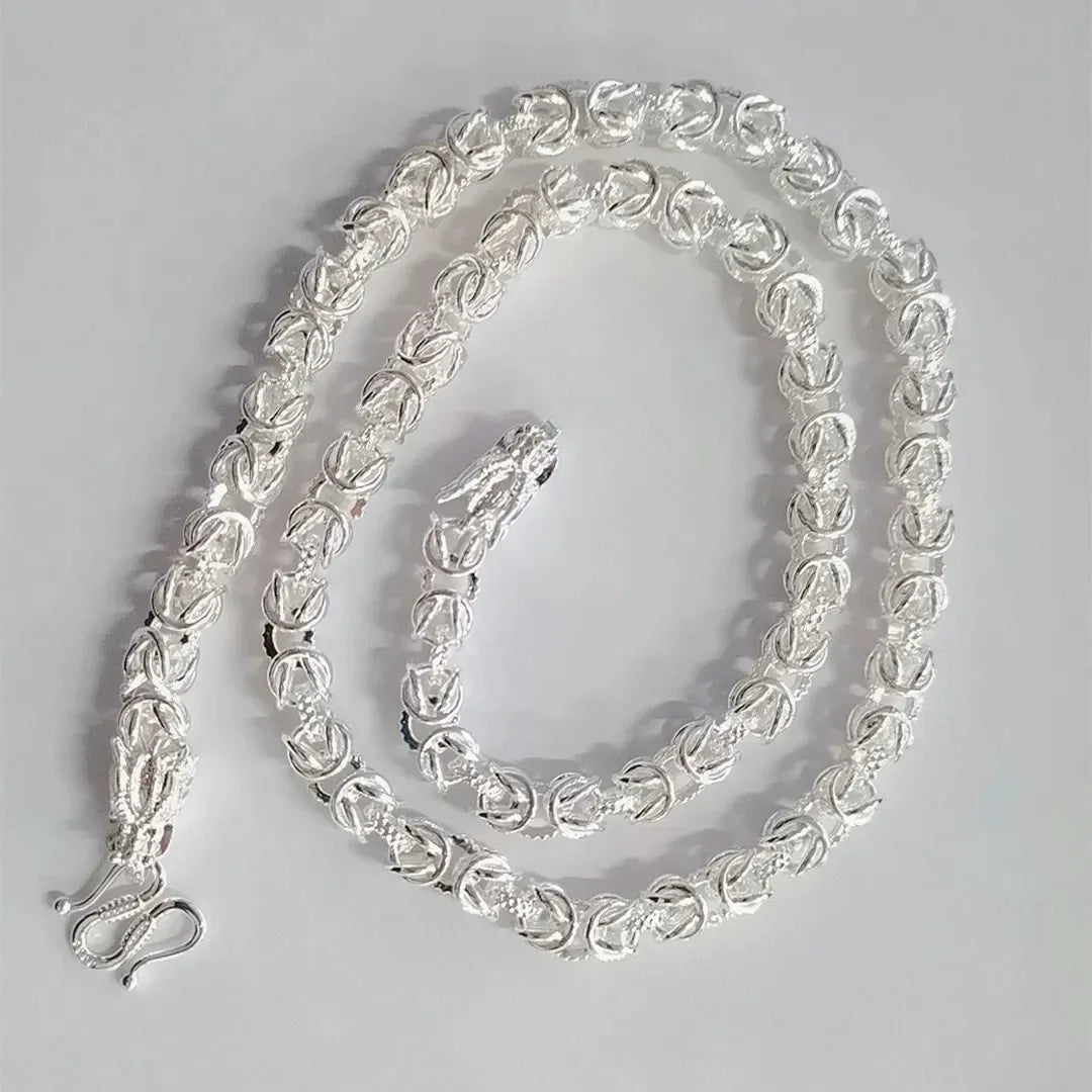 Silver Necklace For Men Or Women 925 Sterling Classic 8mm Round 60cm Charm High Quality Fine Jewelry