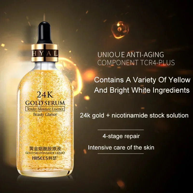 24K Gold Face Serum Hyaluronic Acid Acne Serum Moisturizer Essence Cream Whitening Day Creams Anti Aging Anti Wrinkle Skin Care
