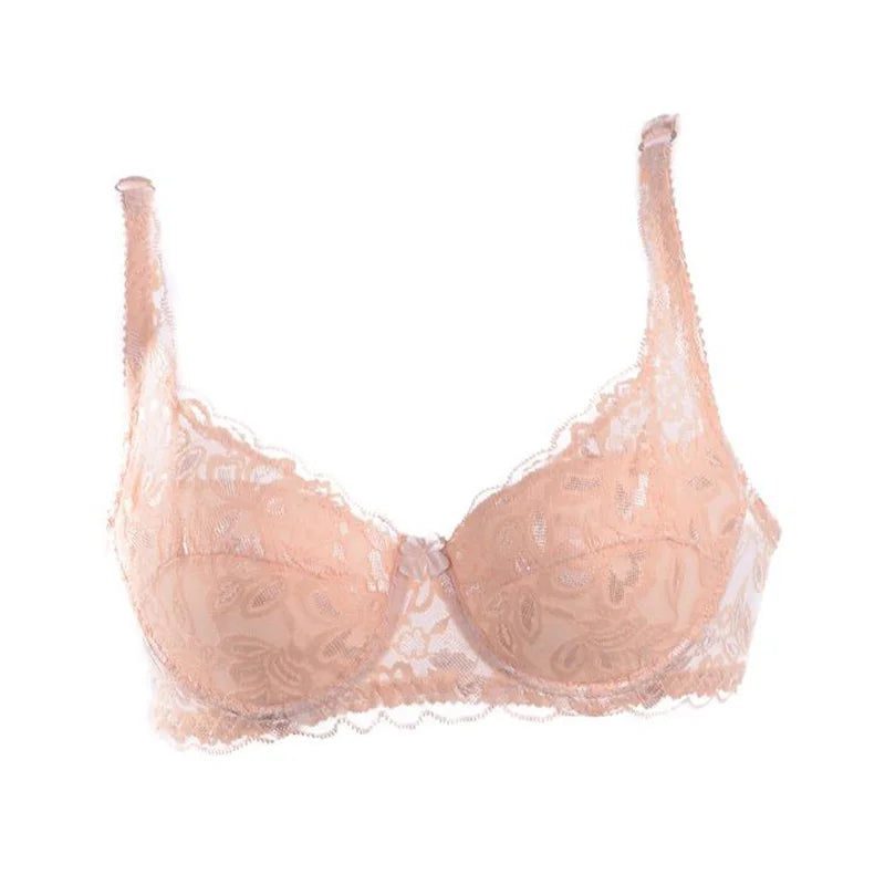 New Floral Lace Bras Women Summer Thin Push Up Brassiere Solid Color Comfort Breathable Underwear Female Fashion Lingerie