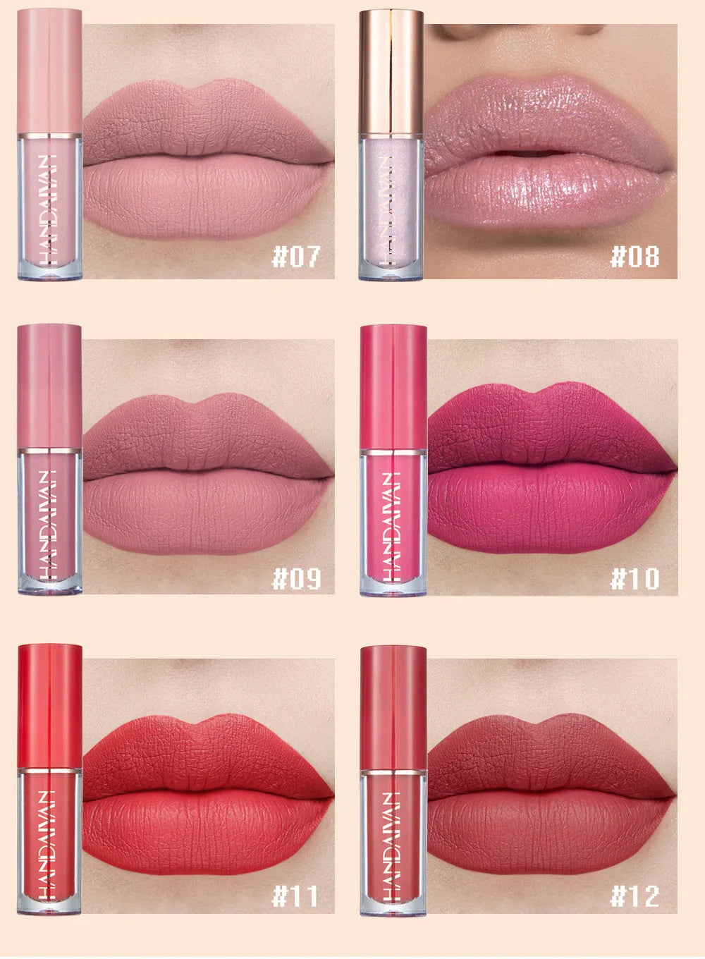 12 Color Matte Liquid Lipstick Kit Non Stick Cup Waterproof Lip Gloss Long Lasting Cosmetics Makeup For Women