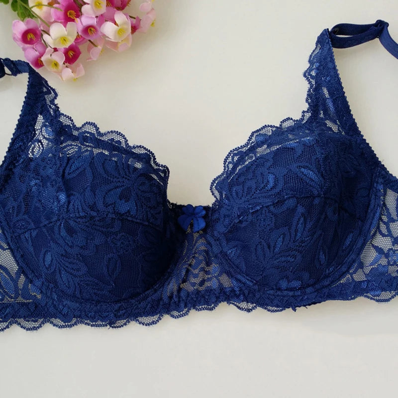 New Floral Lace Bras Women Summer Thin Push Up Brassiere Solid Color Comfort Breathable Underwear Female Fashion Lingerie